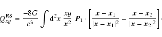 \begin{displaymath}%
Q^{{\rm RS}}_{xy}= \frac{-8G}{c^3}\int {\rm d}^2 x \;\frac{...
...ec x}-{\vec x}_2}{\vert{\vec x}-{\vec x}_2\vert^2}\right]\cdot
\end{displaymath}