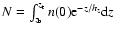$N= \int_{z_{\rm b}}^{z_{\rm t}} n(0){\rm e}^{-z/h_z} {\rm d}z$