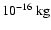 $10^{-16} ~ {\rm kg}$