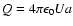 $Q = 4 \pi \epsilon_{0} U a$