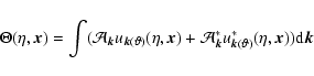 \begin{displaymath}
\Theta(\eta ,\vec{x})
=\int({\cal A}_{\vec{k}} {u}_{\vec{k}(...
...{k}}^* {u}_{\vec{k}(\vartheta)}^*(\eta,\vec{x})){\rm d}\vec{k} \end{displaymath}