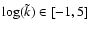 $\log(\tilde{k})\in [-1, 5]$