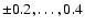 $\pm 0.2, \ldots, 0.4$