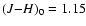 $(J{-}H)_{\rm0} = 1.15$