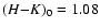 $(H{-}K)_{\rm0} = 1.08$