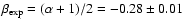 $\beta_{\rm
exp}=(\alpha+1)/2=-0.28\pm0.01$