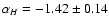 $\alpha_{H} = -1.42\pm0.14$