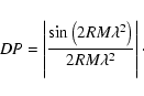 \begin{displaymath}DP = \left\vert \frac{\sin\left(2 RM \lambda^2\right)}{2 RM \lambda^2} \right\vert
\cdot\end{displaymath}