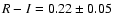 $R-I = 0.22 \pm 0.05$