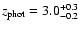 $z_{\rm phot}=3.0^{+0.3}_{-0.2}$