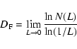 \begin{displaymath}D_{\rm F}=\lim_{L \to 0}{\frac{\ln N(L) }{\ln(1/ L)}}
\end{displaymath}