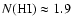 $N({\rm HI})\approx 1.9$