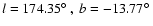 $l=174.35\hbox{$^\circ$ }, ~ b=-13.77\hbox{$^\circ$ }$