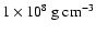 $1\times 10^8 ~{\rm g}~{\rm cm}^{-3}$