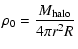 $\displaystyle \rho_0 = \frac{M_{\rm halo}}{4 \pi r^2 R}$