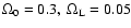 $\Omega _0=0.3,\ \Omega _{\rm L}=0.05$