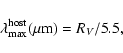 \begin{displaymath}\lambda_{\rm max}^{\rm host} (\mu\mbox{m}) = R_V/5.5,
\end{displaymath}