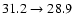 $31.2 \rightarrow 28.9$