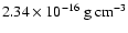 $2.34\times10^{-16}~{\rm g~cm}^{-3}$