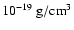 $10^{-19}~{\rm g}/{\rm cm}^{3}$