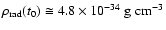 $\rho_{\rm rad}(t_{0})\cong 4.8 \times
10^{-34}~{\rm g}~{\rm cm}^{-3}$