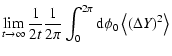 $\displaystyle \lim _{t\to \infty}{1\over 2t}{1\over 2\pi }\int_0^{2\pi}{\rm d}\phi _0 \left\langle(\Delta Y)^2\right\rangle$