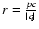 $r = {p c \over \mid q \mid}$