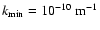 $k_{\rm min}=10 ^{-10}\; \rm m^{-1}$