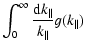 $\displaystyle \int_{0}^{\infty} {{\rm d} k_{\parallel} \over
k_{\parallel}} g(k_{\parallel})$