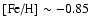$\mbox{[Fe/H]}\sim -0.85$