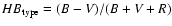$HB_{\rm type}=(B-V)/(B+V+R)$