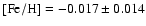 ${\rm [Fe/H]}=-0.017\pm 0.014$