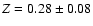 $Z=0.28\pm
0.08$
