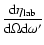 $\displaystyle \frac{{\rm d}\eta_{\rm lab}}{{\rm d} \Omega {\rm d}\omega^\prime}$