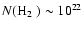 $N(\hbox{${\rm H}_2$ })
\sim
10^{22}$