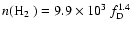 $n(\hbox{${\rm H}_2$ }) = 9.9 \times 10^3 ~ f_{\rm D}^{1.4}$