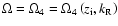 $\Omega = \Omega _{4} = \Omega _{4} \left ( {z_{\rm i} ,k_{\rm R}} \right )$