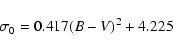 \begin{displaymath}\sigma_{0} = 0.417(B-V)^{2}+4.225
\end{displaymath}