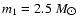 $m_{1}= 2.5~M_{\hbox{$\odot$ }}$