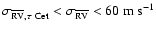 $\sigma_{\overline{\rm RV},\tau~{\rm Cet}}
< \sigma_{\overline{\rm RV}}< 60 ~{\rm m~s}^{-1}$