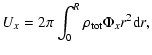$\displaystyle U_{x} = 2\pi \int_{0}^{R}\rho _{\rm tot}\Phi _{x}r^{2}{\rm d}r,$