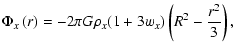 $\displaystyle \Phi _{x}\left( r\right) = -2\pi G\rho _{x}(1+3w_x)\left( R^{2}-\frac{r^{2}}{3}%
\right) ,$