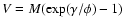 $V= M(\exp(\gamma/\phi)-1)$