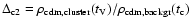 $\Delta_{\rm c2}
= \rho_{\rm cdm,cluster}(t_{\rm V})/\rho_{\rm cdm,backgr}(t_{\rm c})$