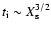 $t_{\rm i} \sim X_{\rm s}^{3/2}$