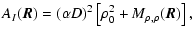 $\displaystyle A_I(\vec{R})=(\alpha D)^2\left[\rho_0^2+M_{\rho,\rho}(\vec{R})\right],$