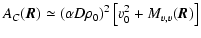 $\displaystyle A_C(\vec{R})\simeq(\alpha D \rho_0)^2\left[v_0^2+M_{v,v}(\vec{R})\right]$
