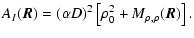 $\displaystyle A_I(\vec{R})=(\alpha D)^2\left[\rho_0^2+M_{\rho,\rho}(\vec{R})\right].$