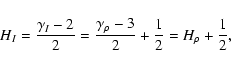 \begin{displaymath}%
H_I=\frac{\gamma_I-2}{2}=\frac{\gamma_\rho-3}{2}+\frac{1}{2}=H_\rho+\frac{1}{2},
\end{displaymath}