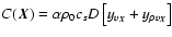 $C(\vec{X})=\alpha \rho_0 c_s D\left[y_{v_{\vec{X}}}+y_{\rho v_{\vec{X}}}\right]$
